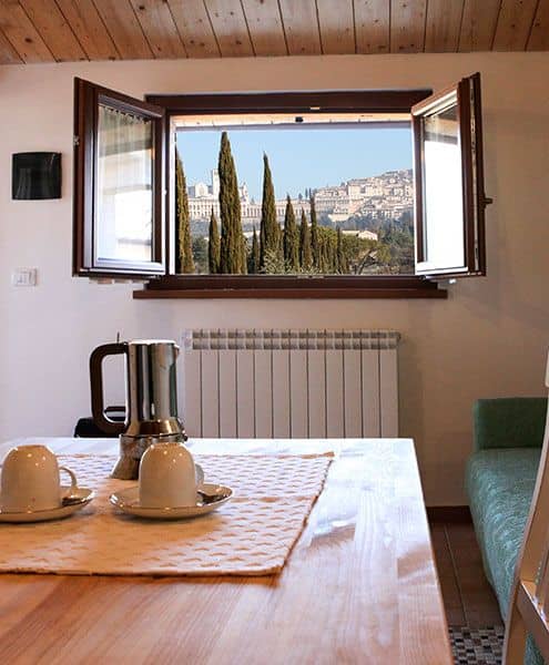 Panorama of Assisi from the apartments of the farm house All'Antica mattonata