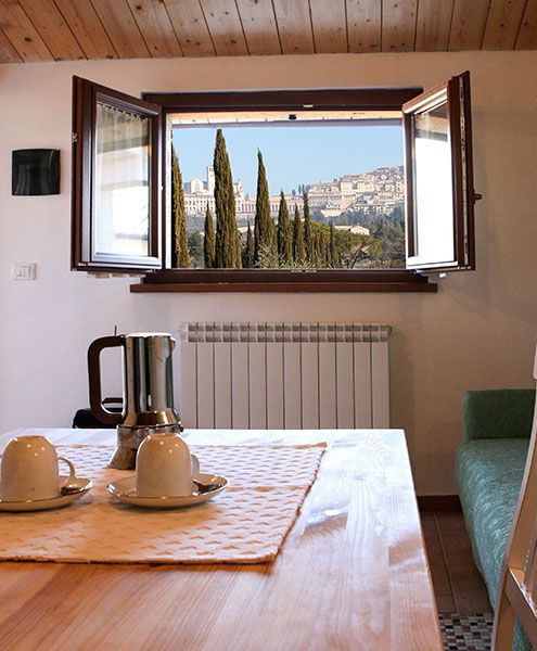 Panorama di Assisi dagli appartamenti dell'Agriturismo All'Antica mattonata